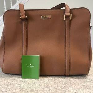 Kate Spade tan leather multi compartment handbag